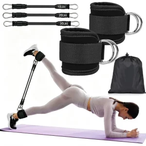 Ankle Resistance Bands with Secure Hold Slip-Proof Cuffs